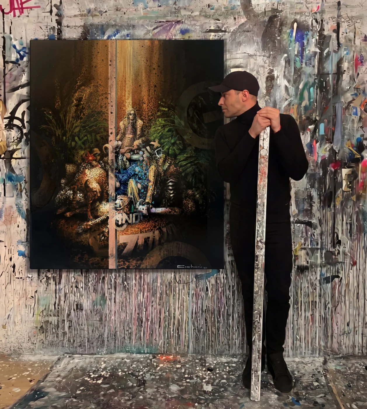 Cętki, 100x120cm, akryl, olej na płótnie